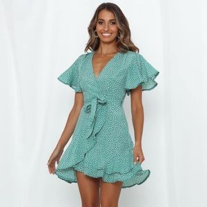 Hot and Cold Green Mini Dress Hello Molly